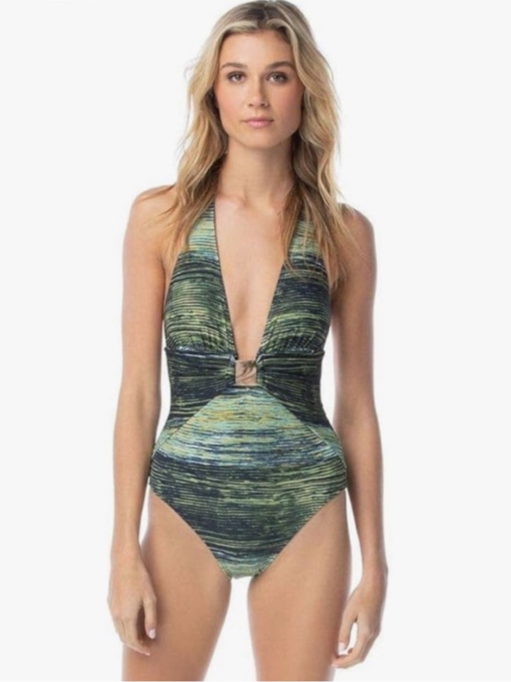 NWT VINCE CAMUTO Deep Sea Plunging Swimsuit
